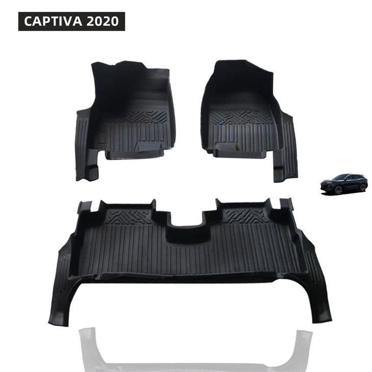 Säkerhetsskydd bilmatta Eco-Vänlig vattentät anti-halkslitage-tålig damm-säker stereo 3D TPE bilmatta för CAPTIVA 2020
